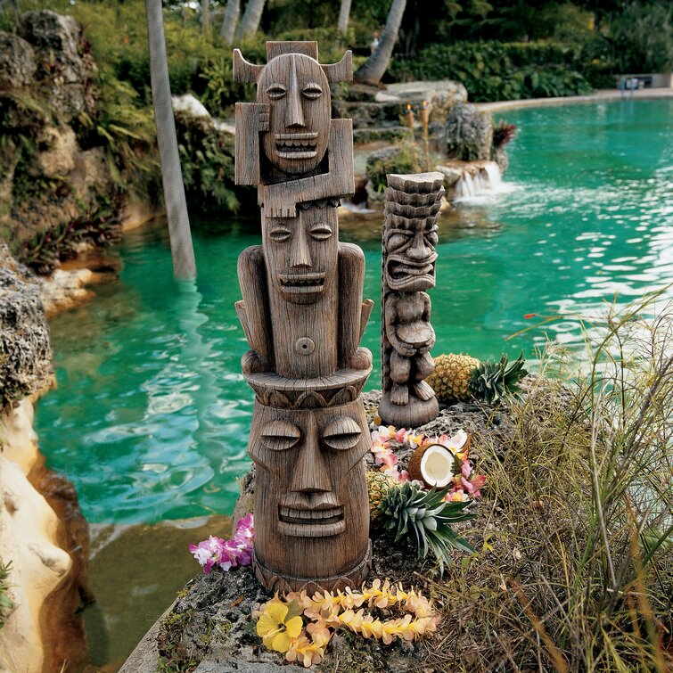 2 Piece Tiki Gods Three Pleasures and Luau Statues